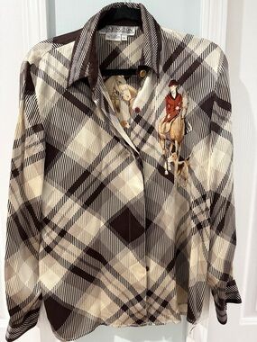 Equestrian silk Button-Up Shirt vintage